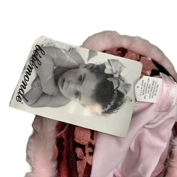 Bebemonde Girl's L Large Bucket Hat Velvet Faux Fur Trim Floral Print NWT - Picture 5 of 5